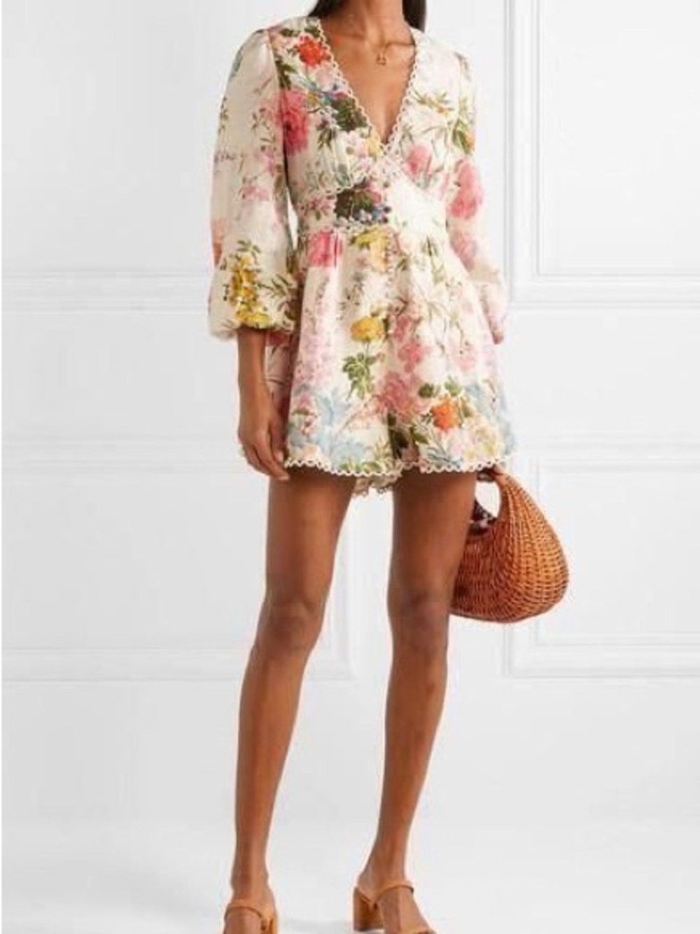 Zimmermann Heathers Floral Linen Playsuit Size 0